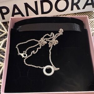 Pandora Logo pavé circle collier necklace